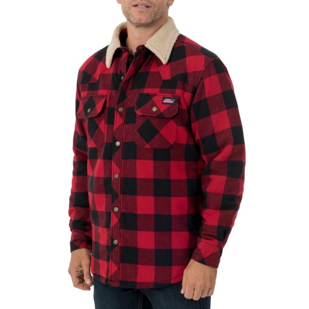 Genuine Dickies Buffalo Twill Shirt Jacket with Sherpa Collar |Size Medium
